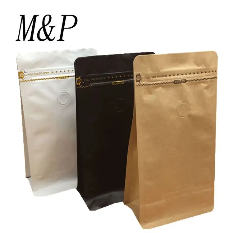 Пакеты для упаковки кофейных зерен с боковой ластовицей из крафт-бумаги с индивидуальным принтом