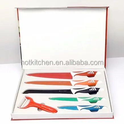 Low Price Colorful Non-Stick Coating 6pcs Royal Swiss Line Kitchen Knife Set