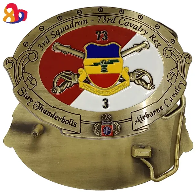 Promotion custom zinc alloy military 3D metal Belt pin Buckles with 3rd Squadron 73rd Cavalry Reg logo