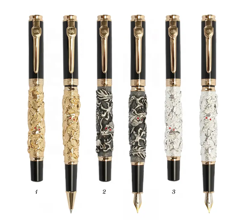 JJXDG-003 Manufacture Wholesale Chinese 3D Dragon barrel luxury heavy metal roller pen/fountain pen