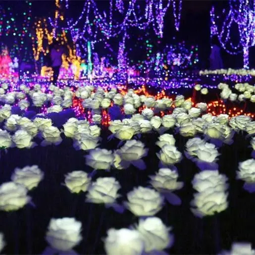 Garden wedding decoration artificial wholesale fabric manufacturer led rose stand flower light