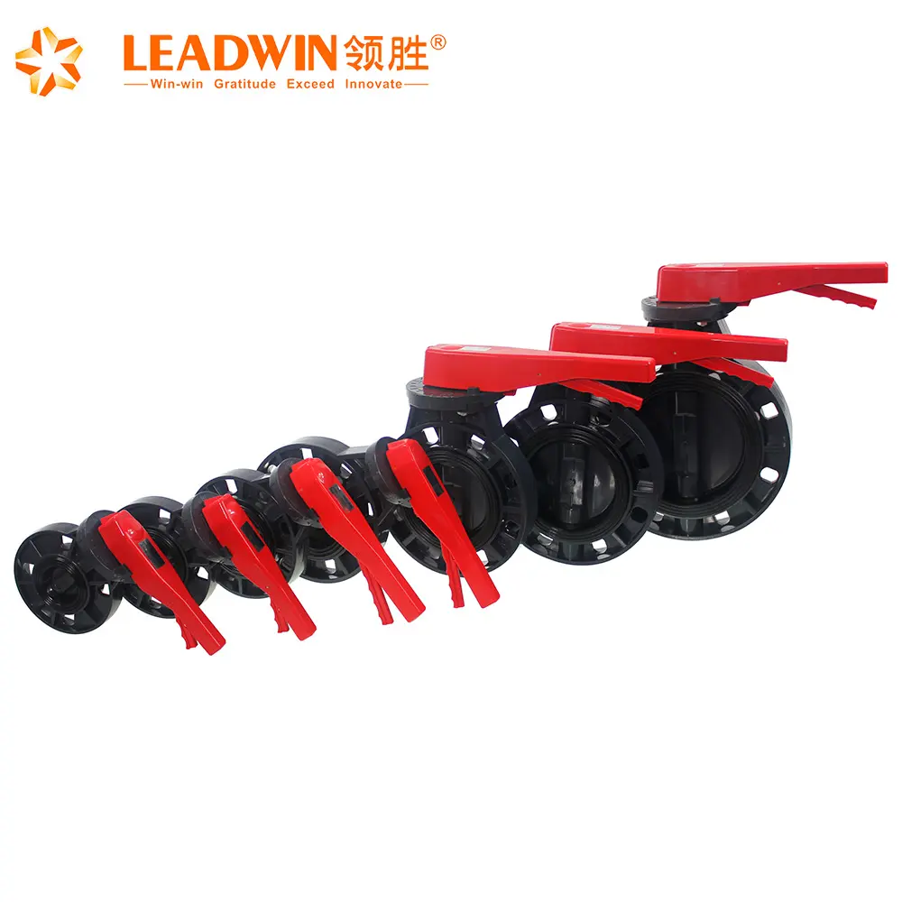 Factory 2''-8'' Double Flange Wafer Handle UPVC Manual PVC Butterfly Valve
