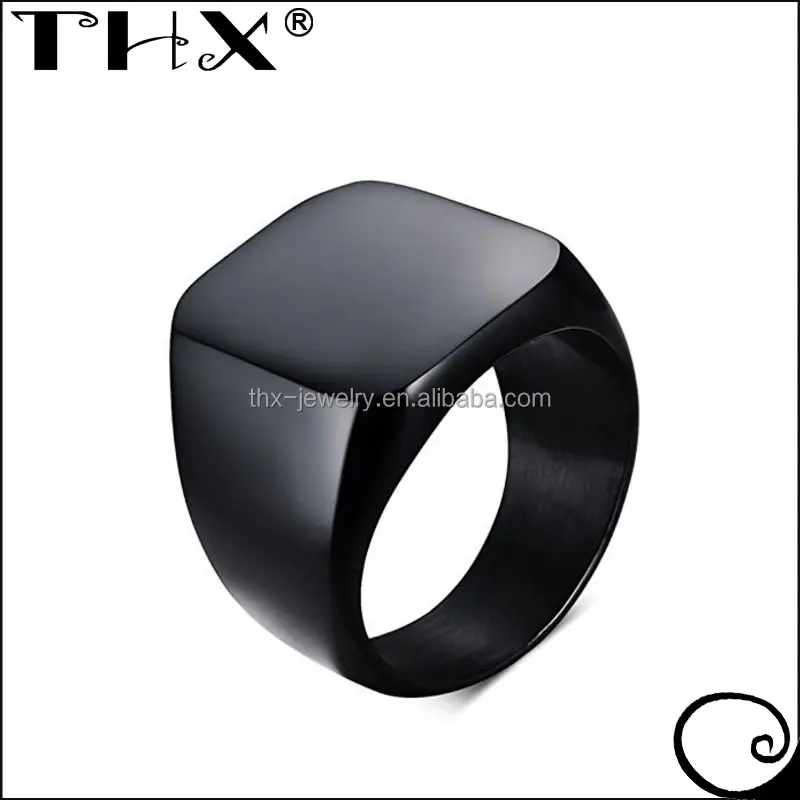 Fashion New 2017 Black Tungsten Carbide Signet Ring Free Laser Engrave