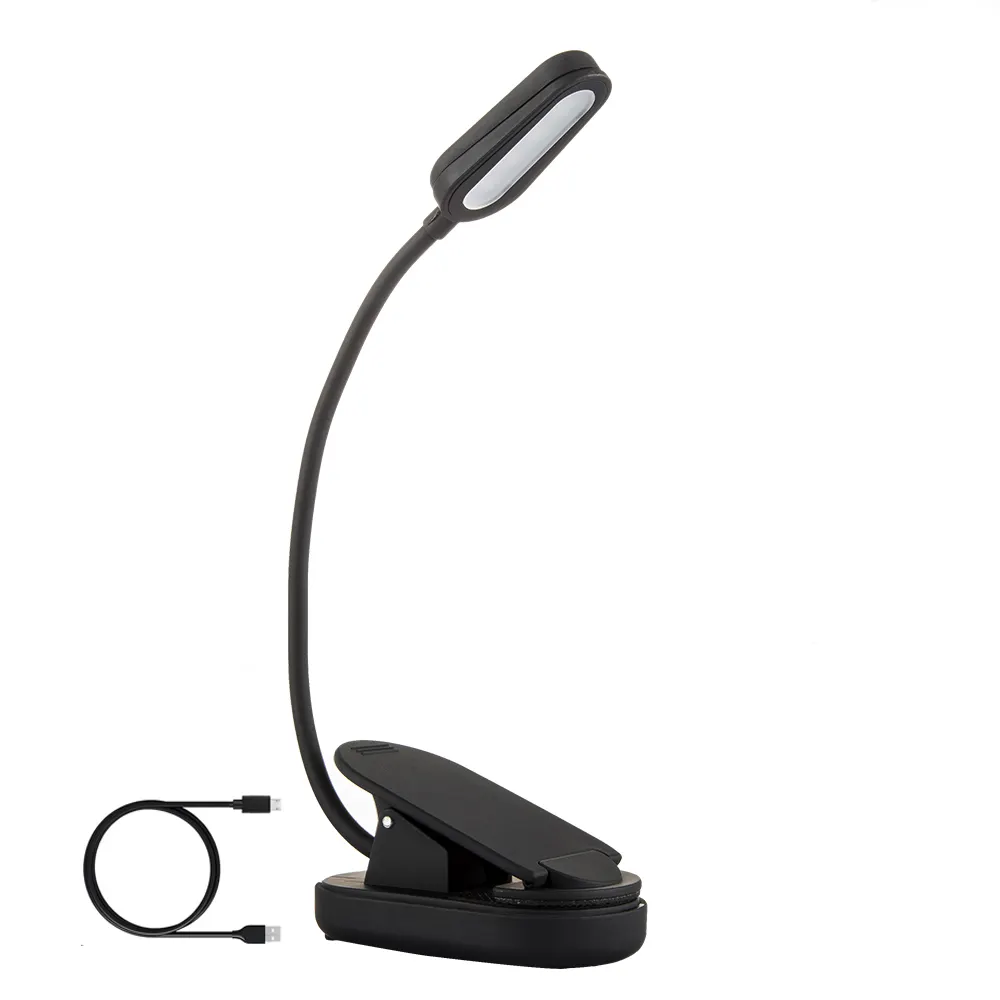 Patent High Bright Black Color Eye Care Clip Rechargeable Kids Table LED Reading Lamp