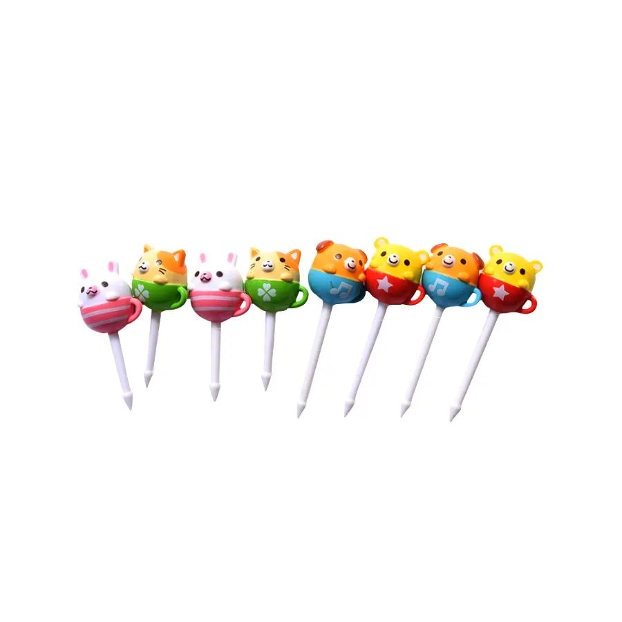 Cute Tea Cup Animal Picks Long and Short Type