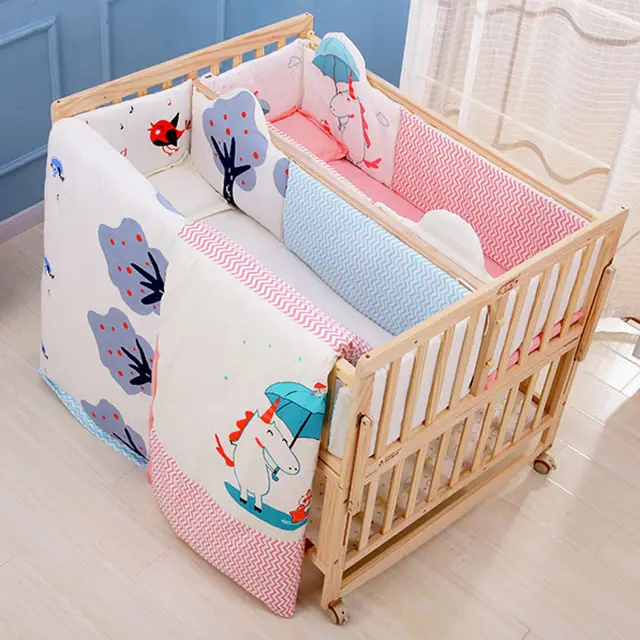Twin Crib, Wood Double Bed Wood Crib Infant Twins Bed Non-toxic