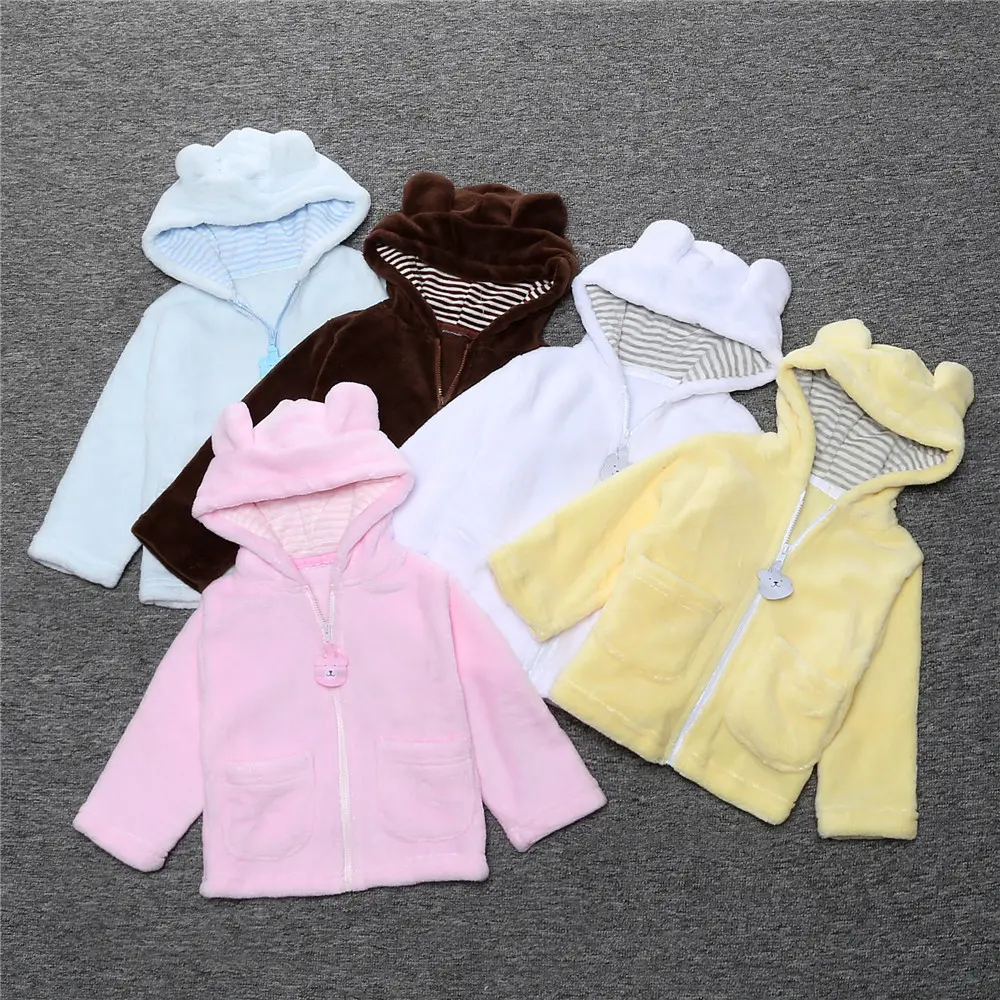 Одежда для малышей-девочек, коралловый флис; Теплая зимняя куртка; Жакет уплотненная теплая одежда для маленьких мальчиков и девочек симпатичная куртка с капюшоном и длинным рукавом, пальто