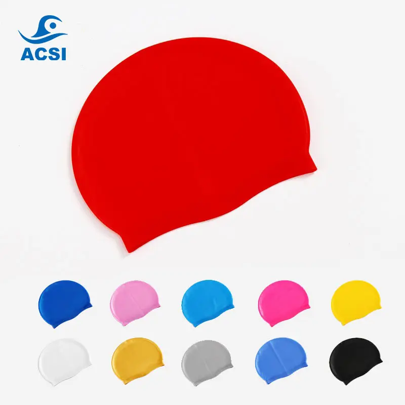 Water-Proof Silicone Natation Cap With Customized Logo Design Printed For Adult And Kids