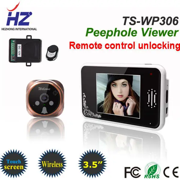 3.5'' touch screen wireless digital door peephole viewer with function of remote control unlocking