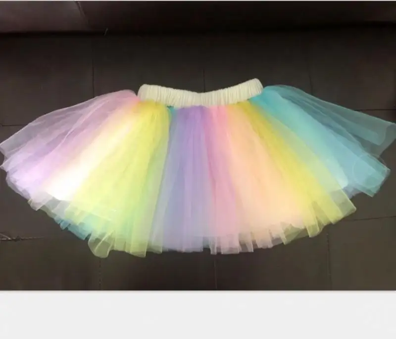 Привлекательная Радужная юбка-пачка, детская Радужная юбка-пачка, дешевая балетная юбка для девочек, оптовая продажа