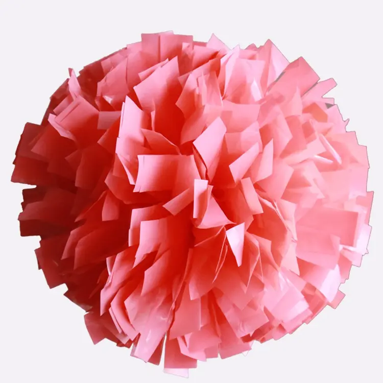 High quality wholesale colorful 6 inch wet look plastic pink cheerleading pom poms for cheerleader