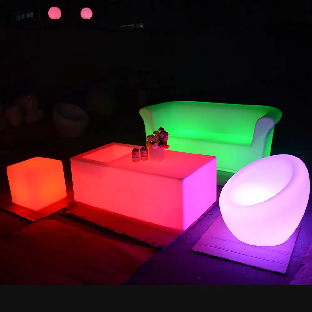 Рекламный наружный светодиодный диван и стол/оптовая продажа, барный диван, мебель, светящийся светодиодный стул apple, Перезаряжаемый для мероприятий
