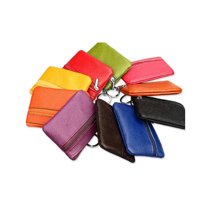 Hot sale classic real leather small coin purse women zipper mini purse