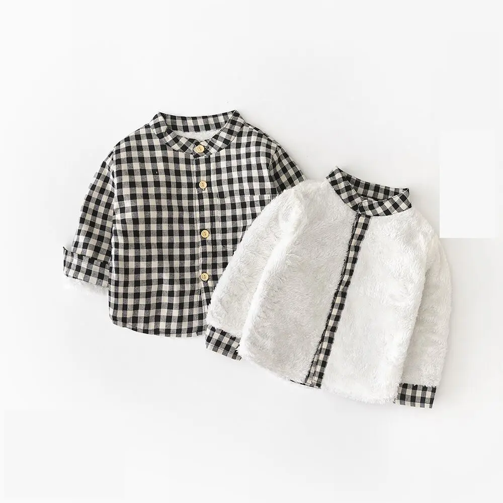 Wholesale new style fashion boy's shirt with cotton lining kids casual wear boys black and white checked shirt