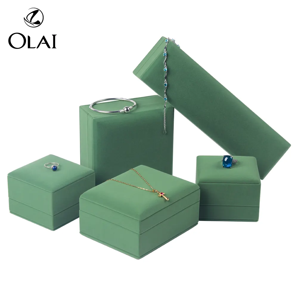 Luxury Custom Green Velvet Ring Box Jewelry Packaging Boxes Ring Box