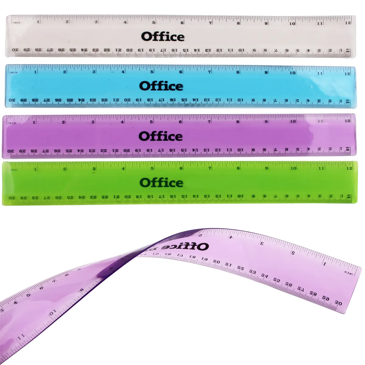 Soft customized logo plastic 30cm PVC transparent flexible ruler