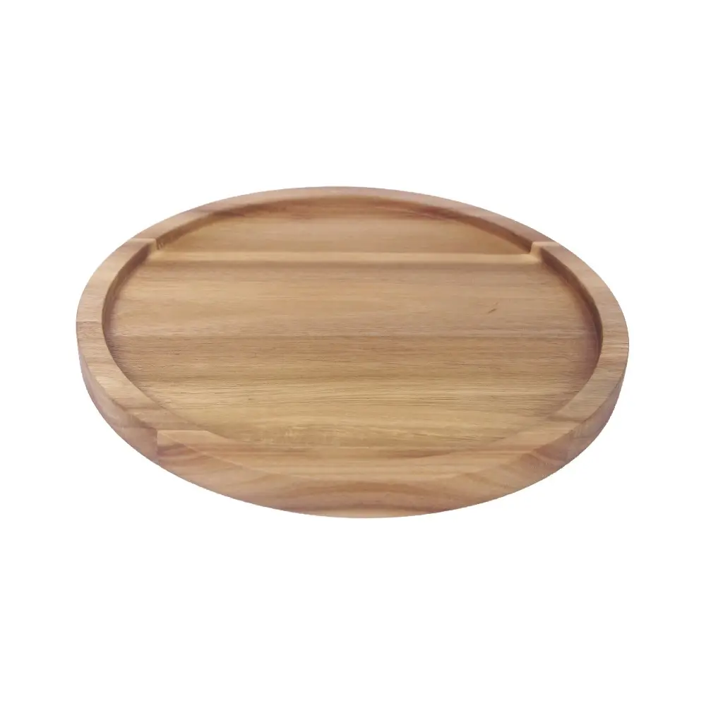 Новый продукт оптом прочный круглый деревянный поднос акации деревянный лоток