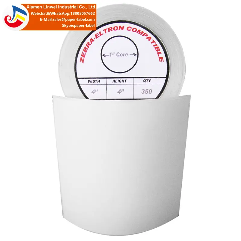 4" X 4" | 1 Inch Core | Rectangle | White | Direct Thermal | Permanent-Adhesive | 350 Labels Per Roll