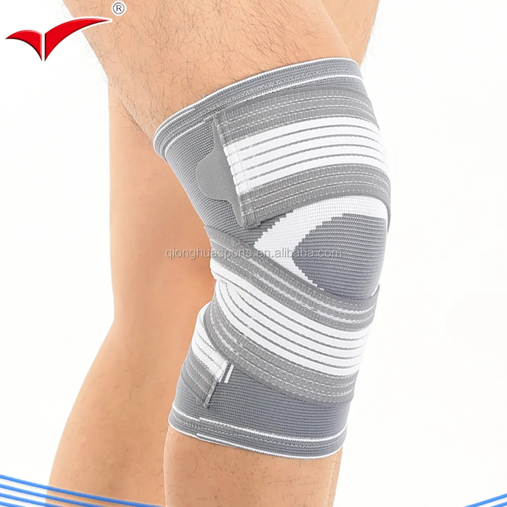 OEM широкий вязаный нейлоновый новый стиль спортивный бандаж на колено повязки защитный в Китае (стандарты CE, ISO13485 Цюн Хуа 1000 шт. мешок из полиуретана с открытыми порами QH-9314 однотонного