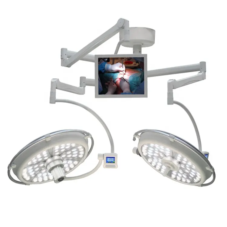 Operating Room Dual Head LED Light with Camera in Hospital Double Demo Surgical Lamp