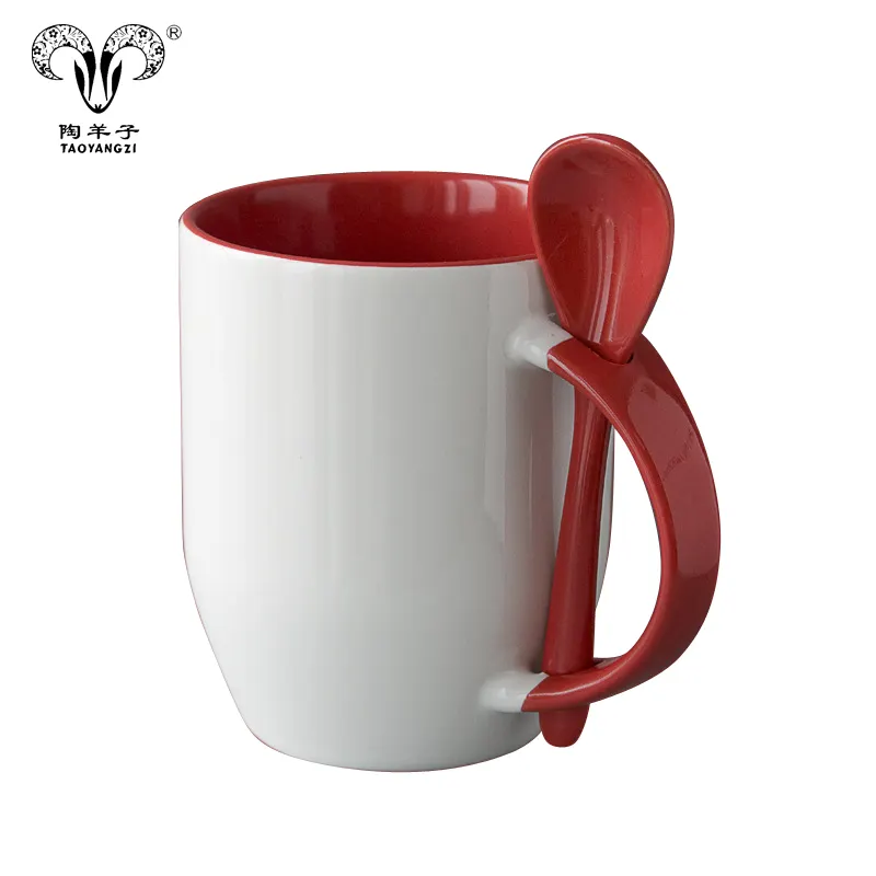 Оптовая продажа, недорогие красные керамические кофейные кружки/чашки с логотипом