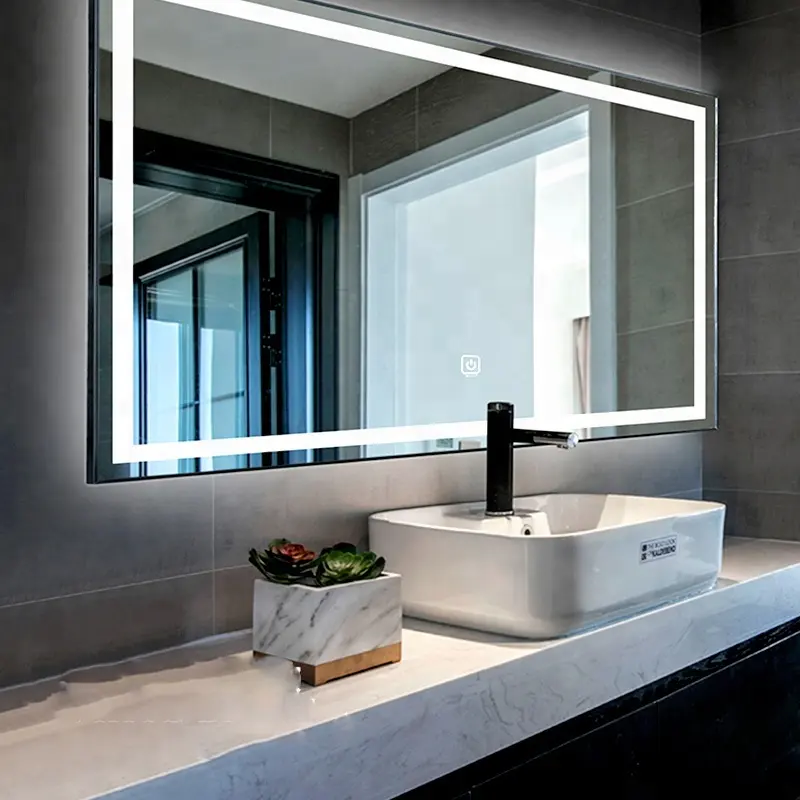 Большое светодиодное зеркало с сенсорным экраном для ванной комнаты