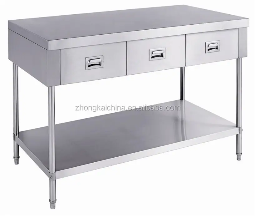 304 Restaurant Portable Stainless Steel Work Table 3 Drawers Manufacturer /Kicthen Working Bench with Drawers