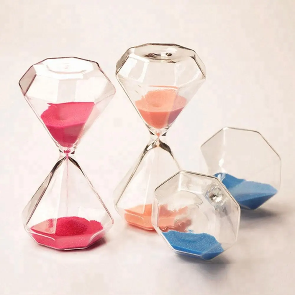 Hot sale 5/15/30 Minutes Cheap Timer Sand Glass Diamond Hourglass for Holiday Birthday Promotion Creative Gift