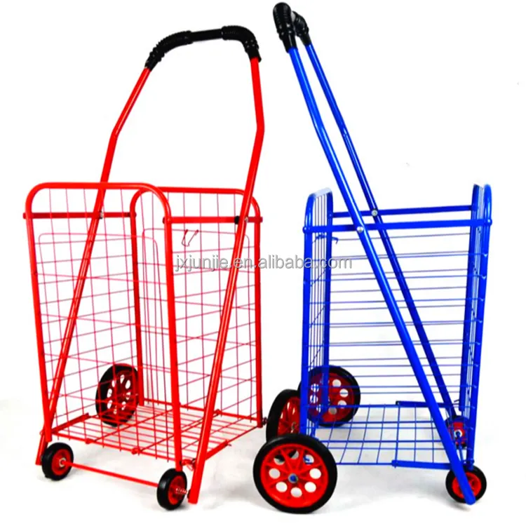 Wire Mesh Basket Trolley Shopping Cart With Two Wheels