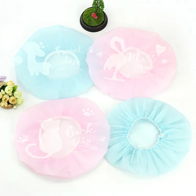 Simple fashion design ECO-friendly reusable elastic EVA shower cap waterproof