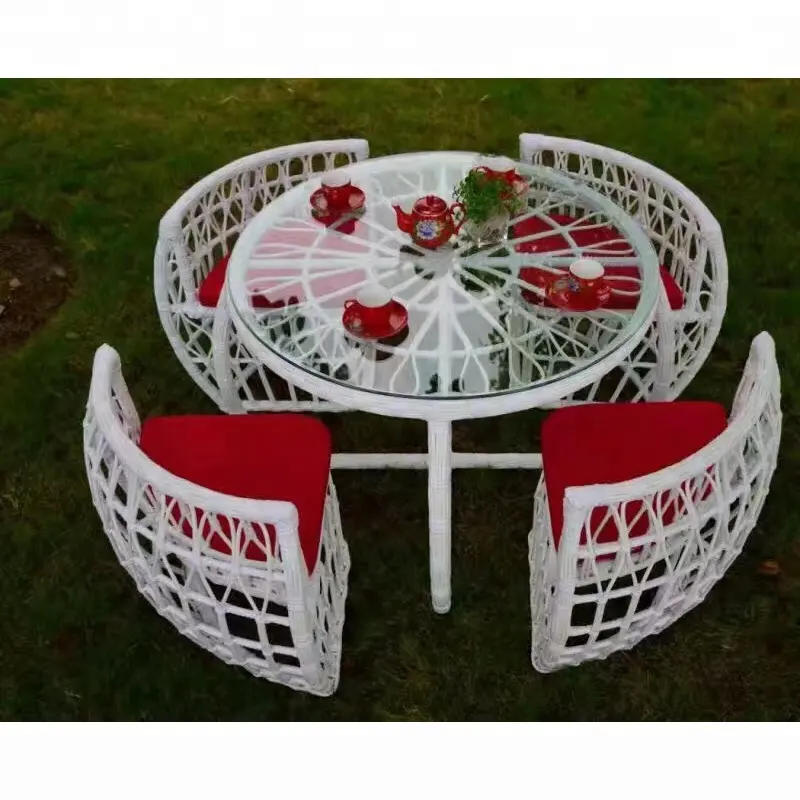 New Design Outdoor Garden Furniture Rattan Table And Chair For Coffee Shop