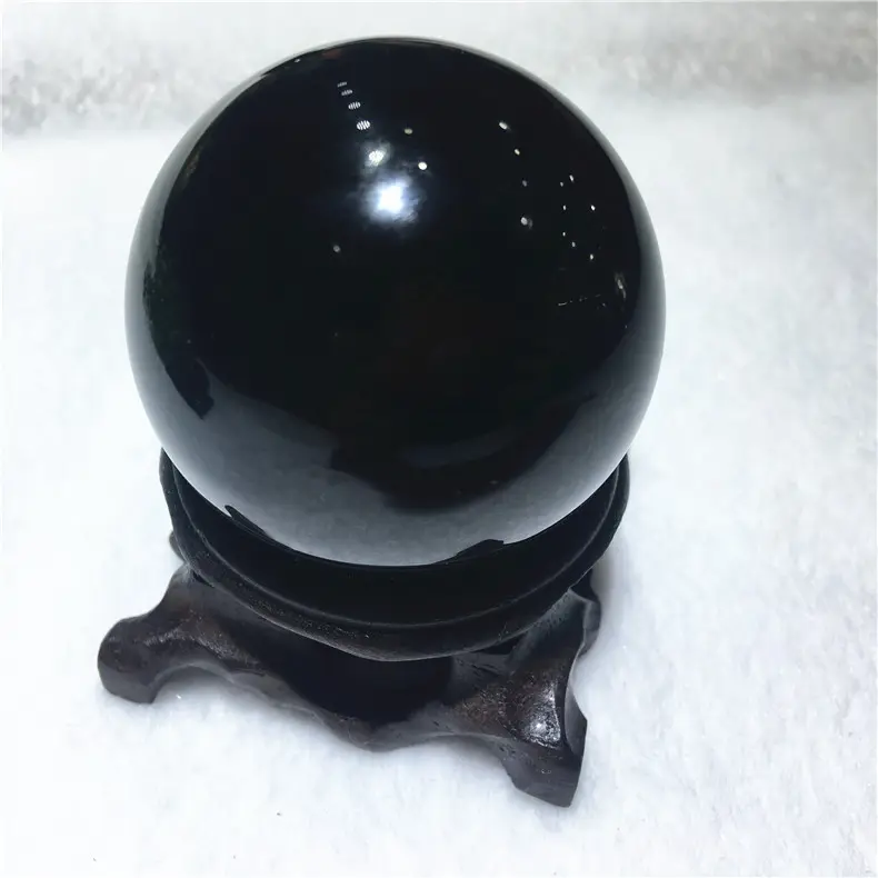 Прямая продажа с завода, драгоценный камень, изготовленный на заказ натуральный черный обсидиановый кварцевый шар, Хрустальная Сфера