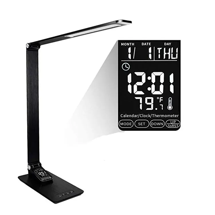 LED desk lamp USB port Aluminum metal Office light with wireless charger touch control eye-caring desk lamp for officer Worker