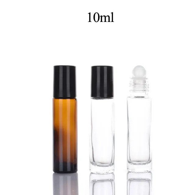 Fuyun Esstenial Oil Packaging 10ml Amber Clear Glass Plastic Stainless Steel Roller Bottle With PP Screw Lid