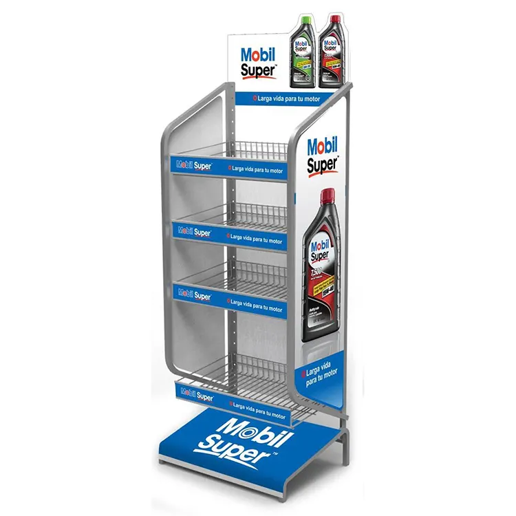 4 Tier Car Parts Engine Oil Metal display stand Lubricant oil display rack for Auto repair shop