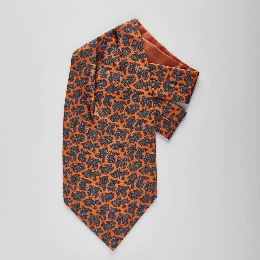 silk print paisley ascot tie cravat for men