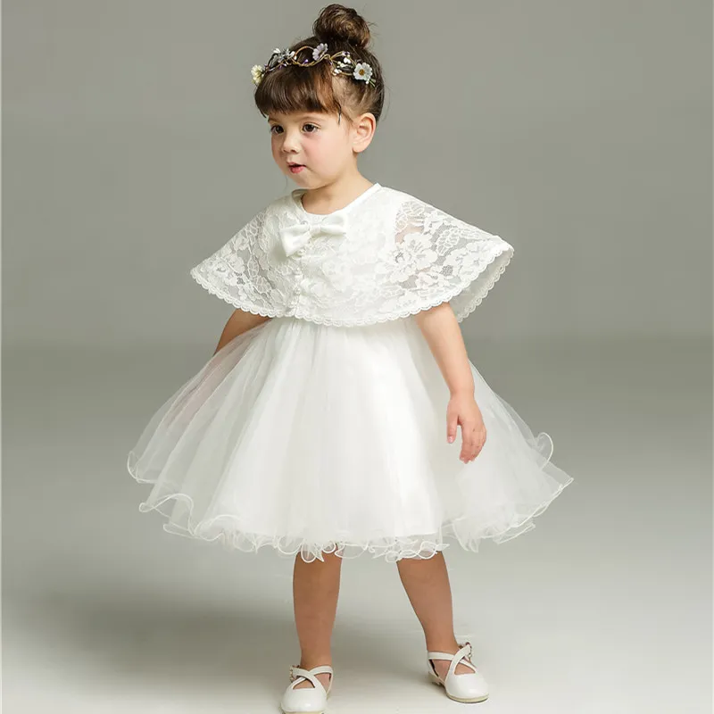 Boutique Toddler Girls Baby Baptism Dress Princess Wedding Appliques Lace Tulle Gowns Wholesale Christening Dresses For Baby