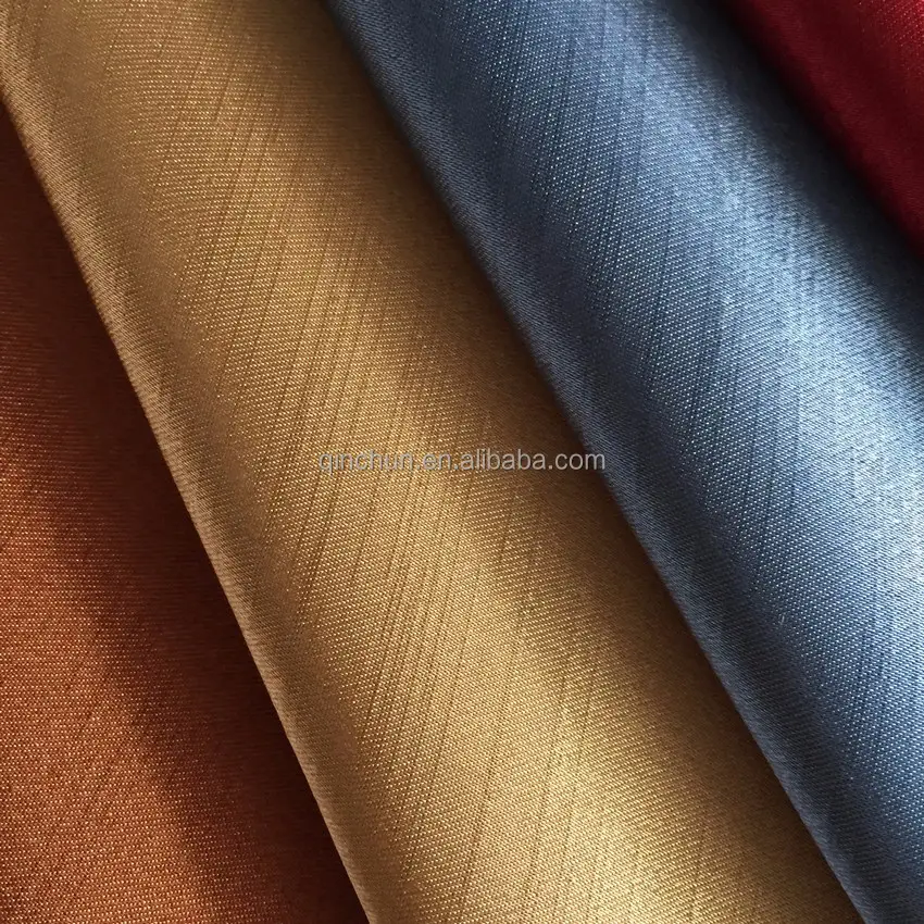 polyester shantung taffeta fabric with slub yarn polyester dupion polyester slub satin fabric