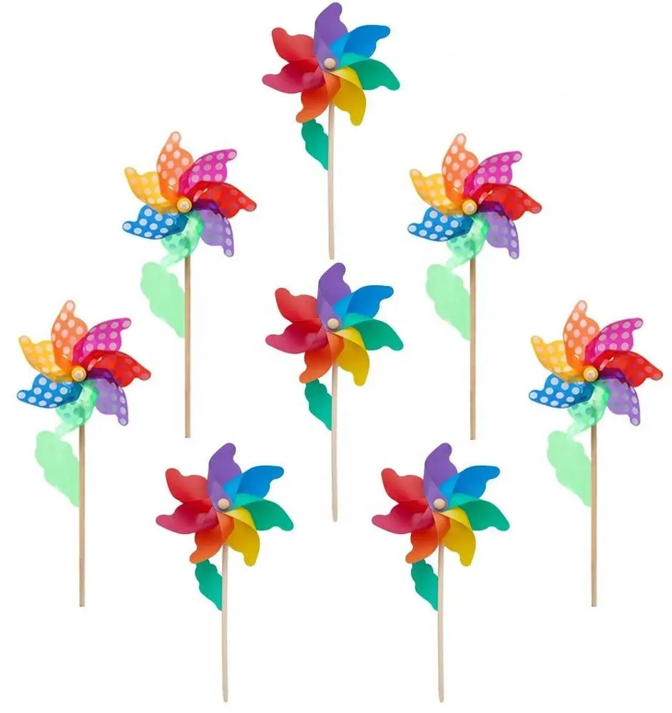 Для фасовкиь деревянной палочкой Pinwheels7-Color в горох радужной расцветки для ветра обсушки салатных листьев ветер обсушки салатных листьев ветряная мельница