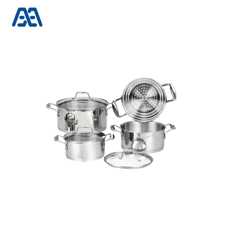 Durable Stainless Steel Cookware Casserole Pot With Glass Lid Cover For Kitchen And Restaurant