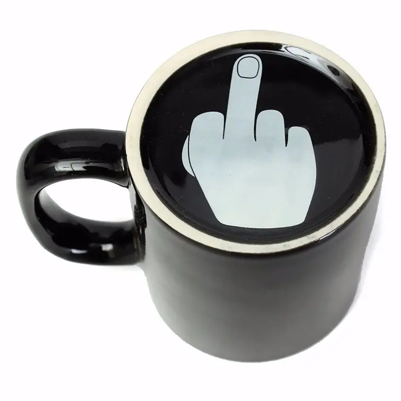 Хорошего дня, кофейная кружка, забавная чашка со средним пальцем на дне 14 унций (черная), фарфоровая чашка для молока и чая