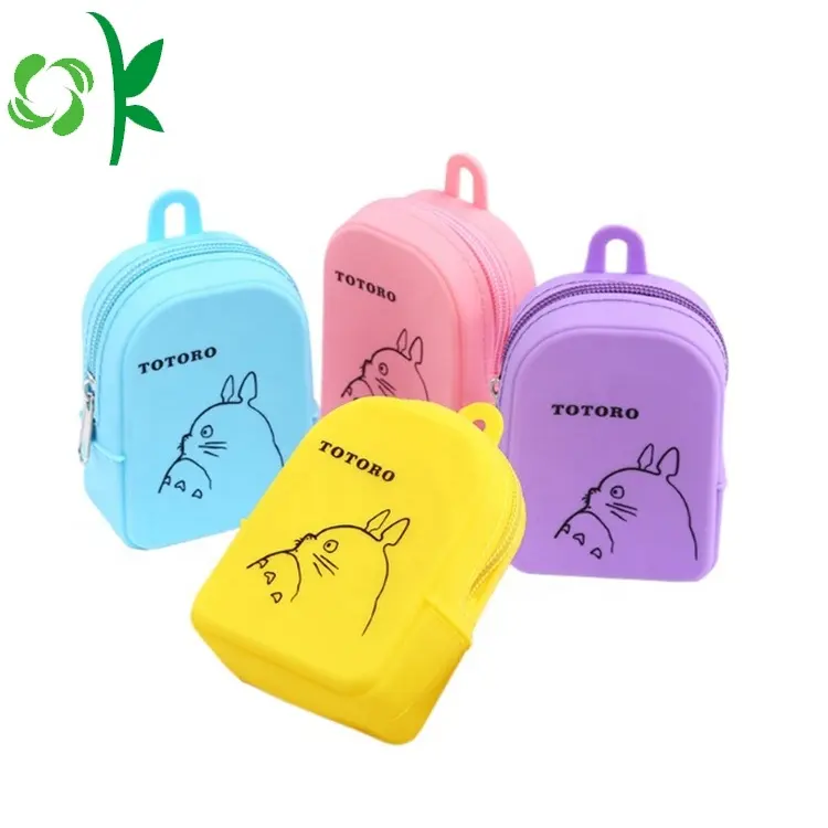 OKSILICONE Fashion Mini Schoolbag Wallet Silicone Coin Purse Coloful High Quality Silicone Coin Cash Purse Bag For Storage