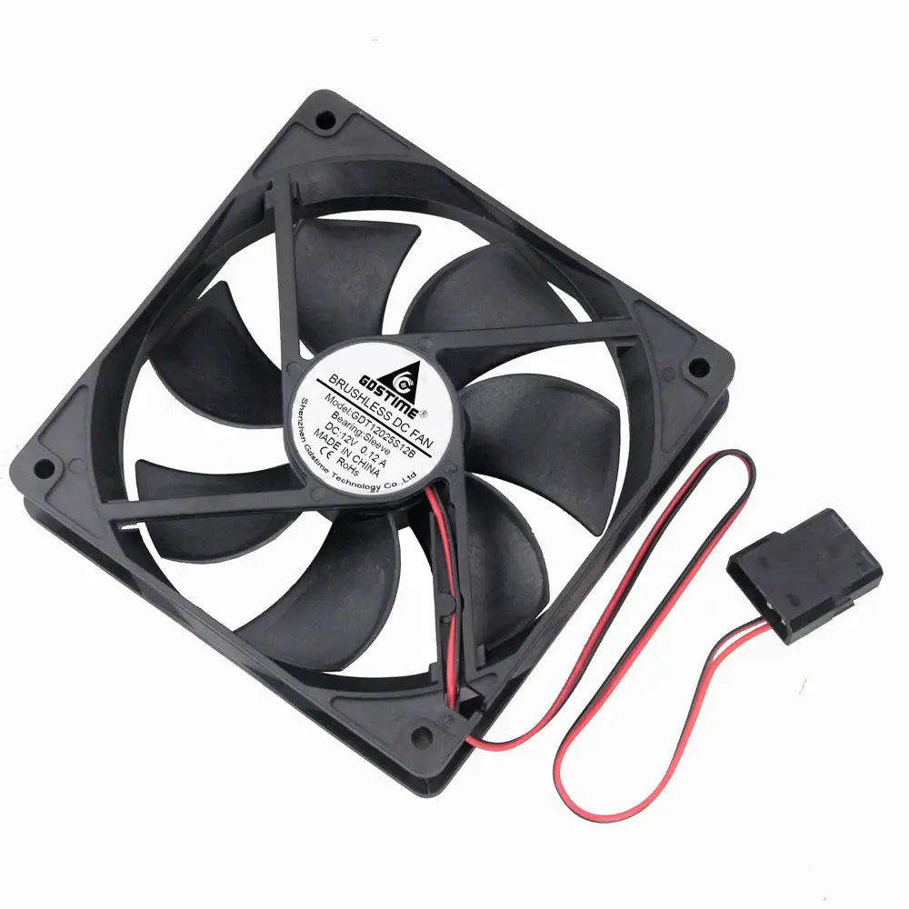 Gdstime GDA1225 DC 12v Sleeve Bearing 120x120x25mm  120mm DC Brushless  Axial Exhaust Cooling  FG PWM Fan