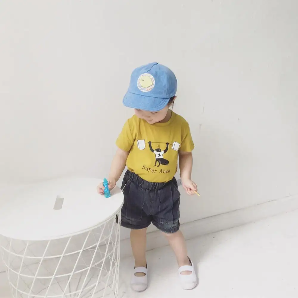 Unisex toddlers clothes handmade baby cartoon printing clothes summer short sleeve t-shirt 2071