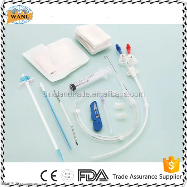 Medical Long Term hemodialysis catheter kit with tunnelling tool and peel-away sheath