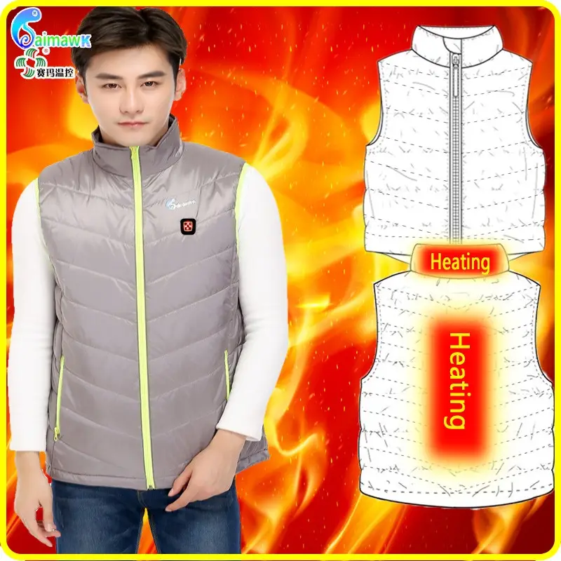 Heating Vest Adjustable Customized Winter USB Battery Electric Heating Padded Vest Temperature Adjustable Carbon Fiber Heated Vest