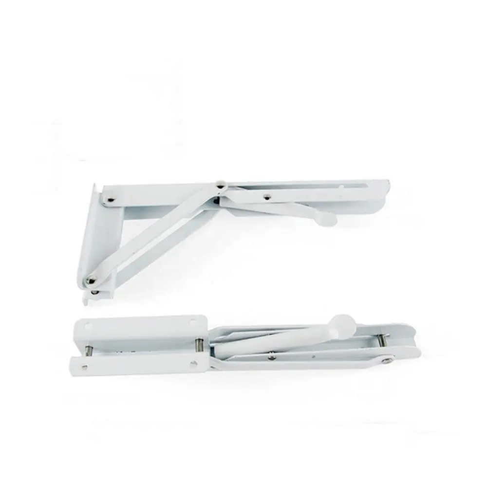 White Wall Mounted Metal Folding Triangle Angle Shelf Support Bracket Folding Spring Loaded Supports Wall Mount Support