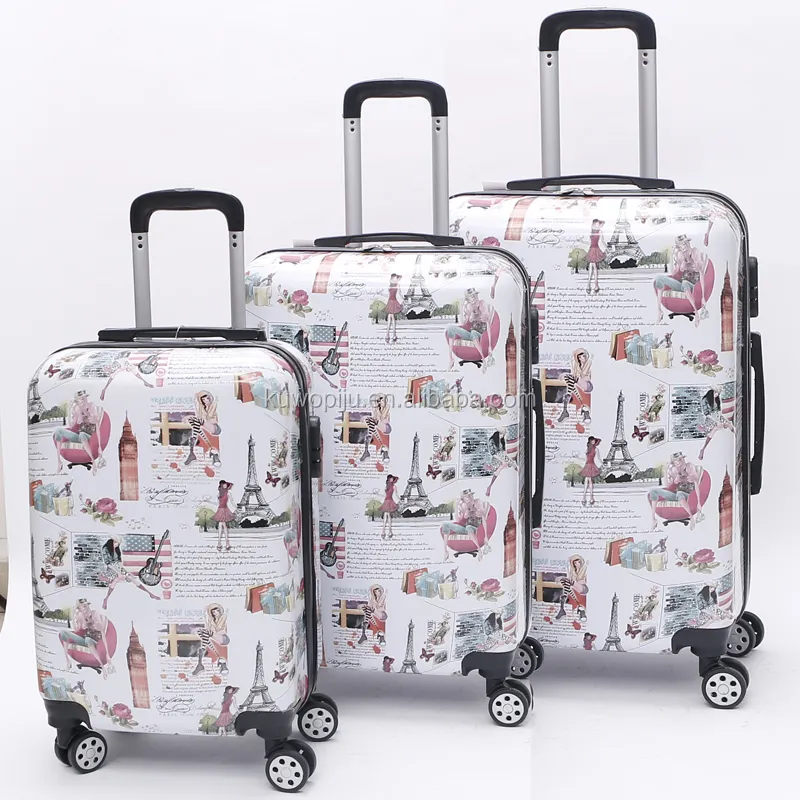 С принтом для девочек, 3 предмета, жесткие стороны 4 колеса с принтом бабочек на чемодан Спиннер ABS pc печати сумка для багажа