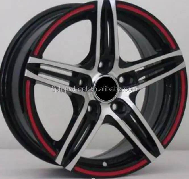 llantas de coche 4x100 aros 14 15 inch alloy rims with red border around car wheel from China alloy rims manufacturer