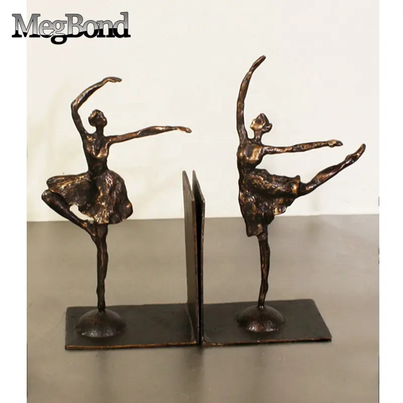 Ballet dancer or ballerina bookends with 3D statue figurine